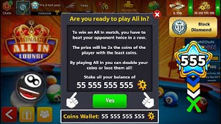 تحدي على كل الكوينز 55.555.555.555 مليار 😈 طاولة All in بلياردو 8 ball pool screenshot 3