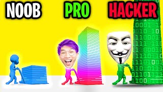 Can We Go NOOB vs PRO vs HACKER In STACK COLORS?! (ALL LEVELS!) screenshot 5