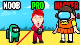 NOOB vs PRO vs HACKER In AMONG US SQUID GAME!? (Survival 456 But It's Impostor!) screenshot 5